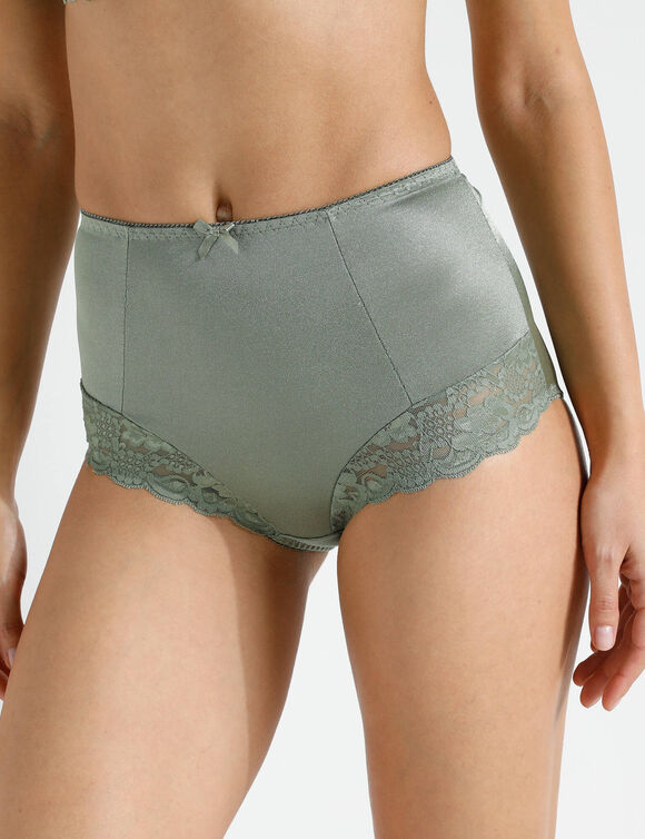 Gainette maille satinée et dentelle Avila - lot de 2 (kaki + tilleul)