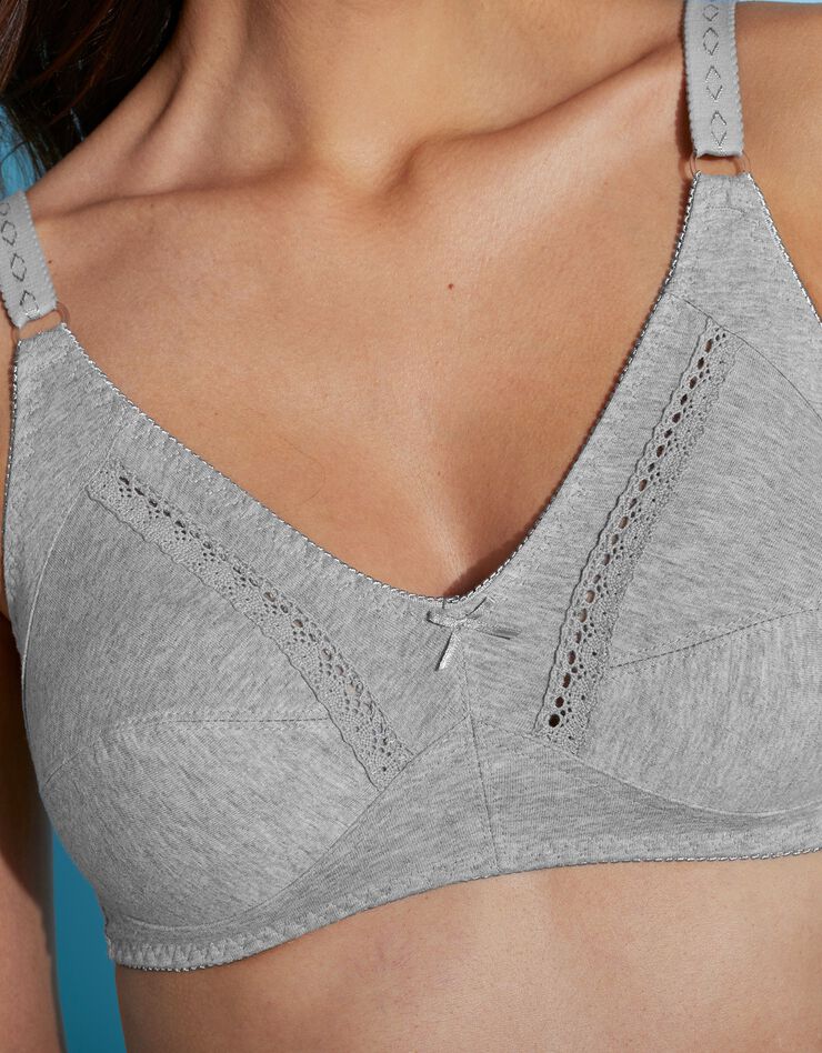Soutien-gorge coton emboîtant sans armatures - lot de 2 (gris + pêche)