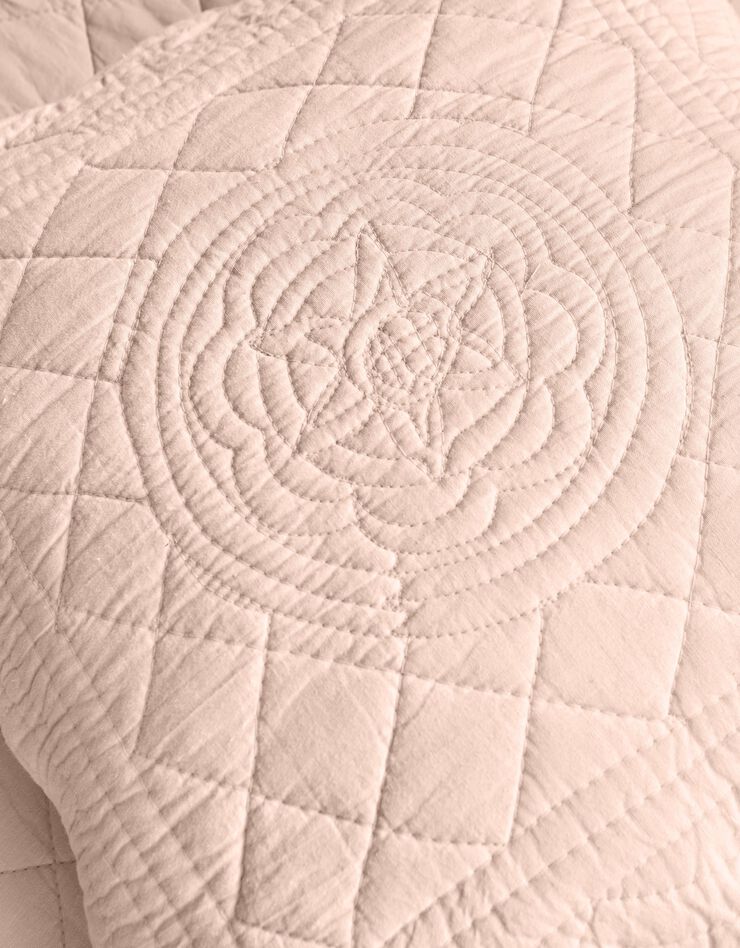 Couvre-lit uni style boutis Cassandre (rose thé)