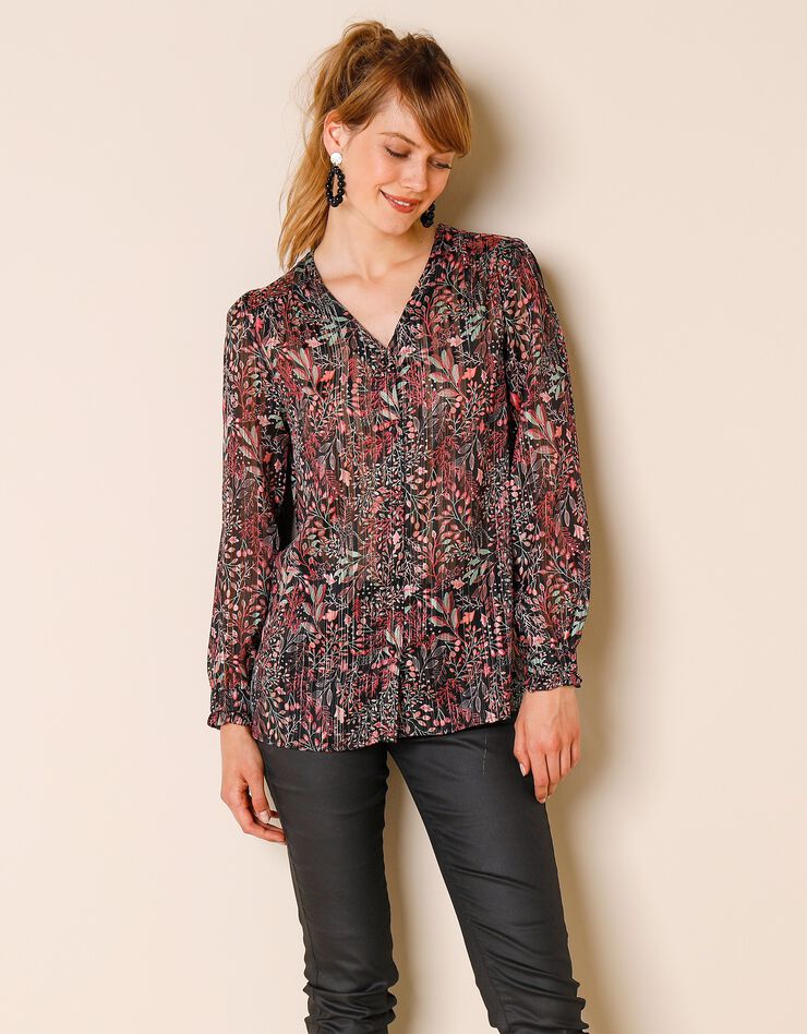 Blouse imprimée irisée (noir / multicolore) Blouse imprimée irisée (noir / multicolore)