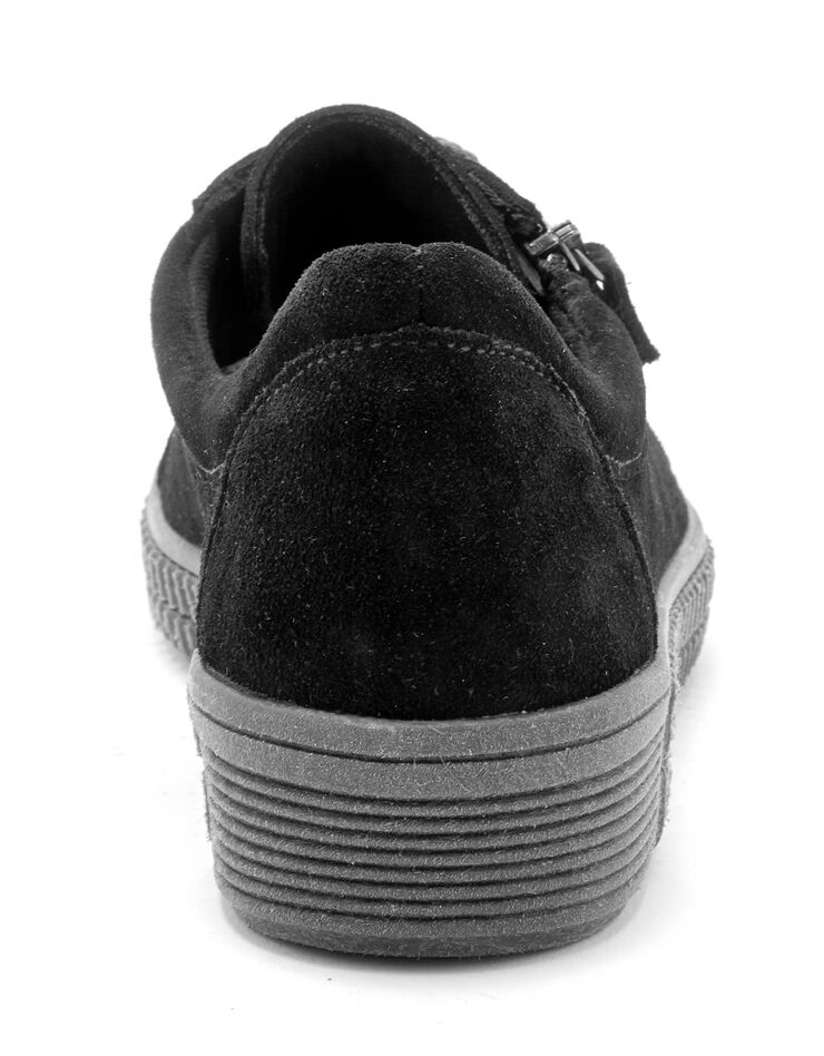 Baskets zippées et lacées grande largeur en cuir - noir (noir) Baskets zippées et lacées grande largeur en cuir - noir (noir)