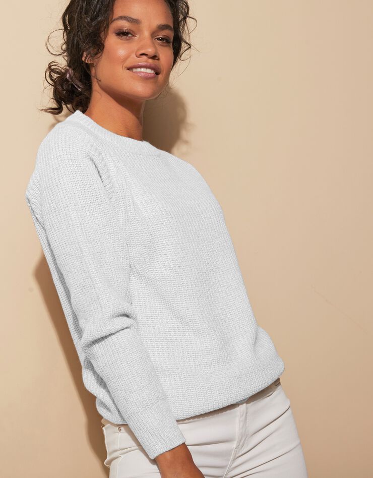 Pull col rond maille anglaise (blanc cassé) Pull col rond maille anglaise (blanc cassé)