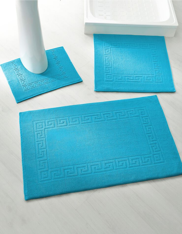 Tapis de bain éponge liteau motif frise grecque (turquoise)