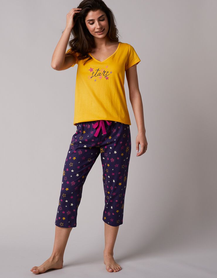 Pantacourt de pyjama imprimé étoiles Estrella - coton (marine)