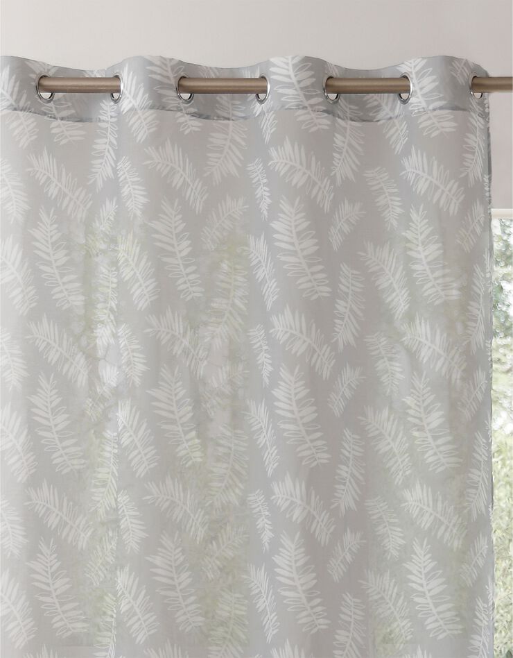 Panneau voile finition oeillets imprimé "fougères" (gris)