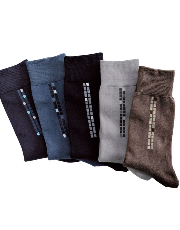 Mi-chaussettes motif carreaux - lot de 5 paires (classique)