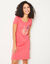 Chemise de nuit courte imprimée chat (corail)