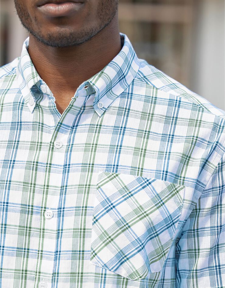 Chemise carreaux tissé-teint manches courtes (vert) Chemise carreaux tissé-teint manches courtes (vert)