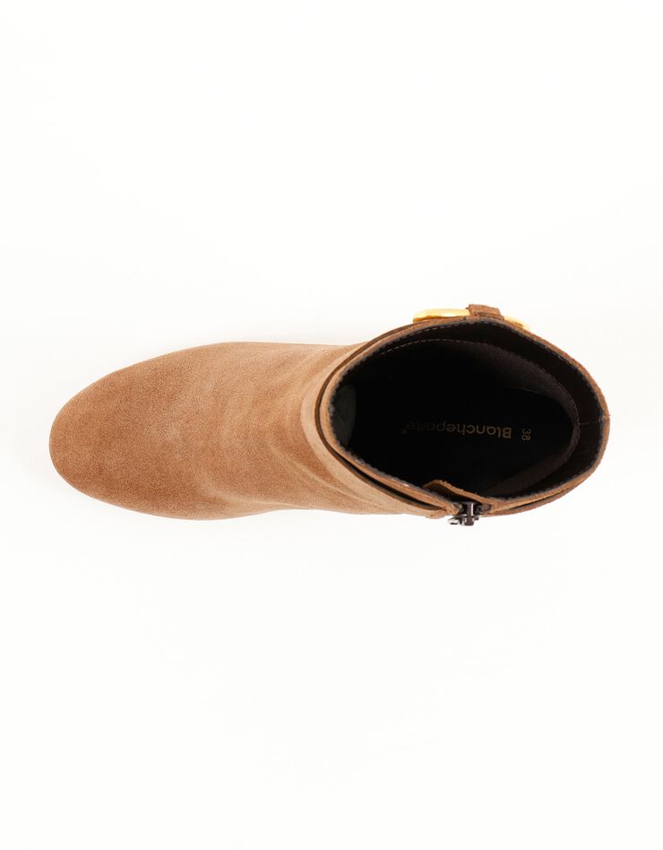 Boots croûte de cuir boucle côté (caramel)