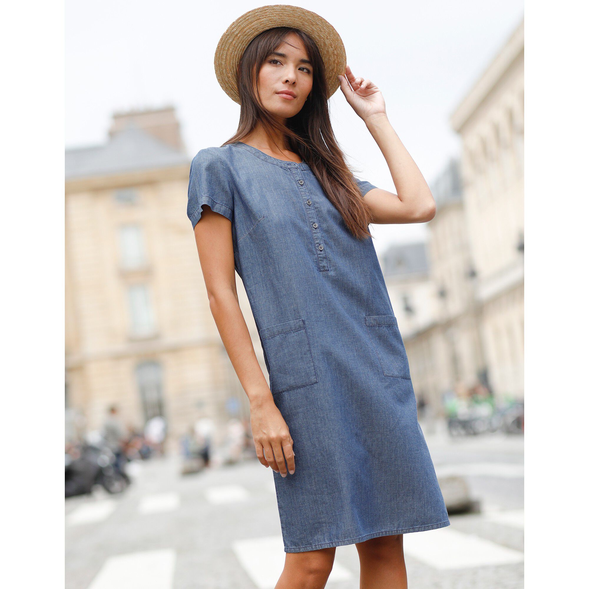 Robe jean blanche porte best sale