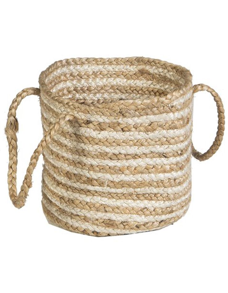 Panier de rangement Zebu en jute rayé blanc/naturel (naturel/blanc)