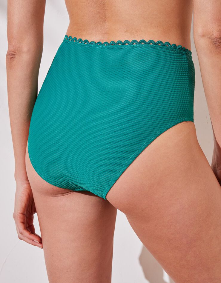 Culotte de bain maxi taille haute maille nid d'abeille Vilorio (vert)