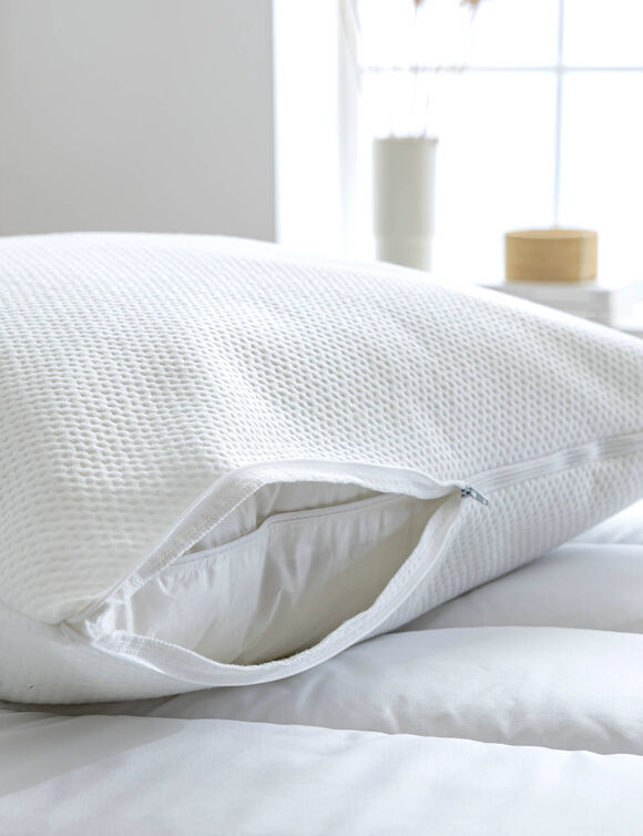 Sous-taie protège-oreiller matelassée qualité hôtellerie  (blanc)