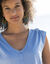 T-shirt col V boutons fantaisie (bleu grisé)