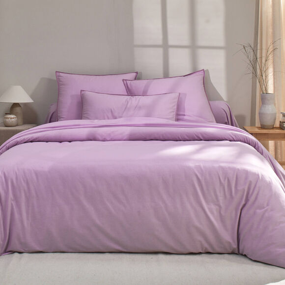 Linge de lit uni coton lavé (parme)