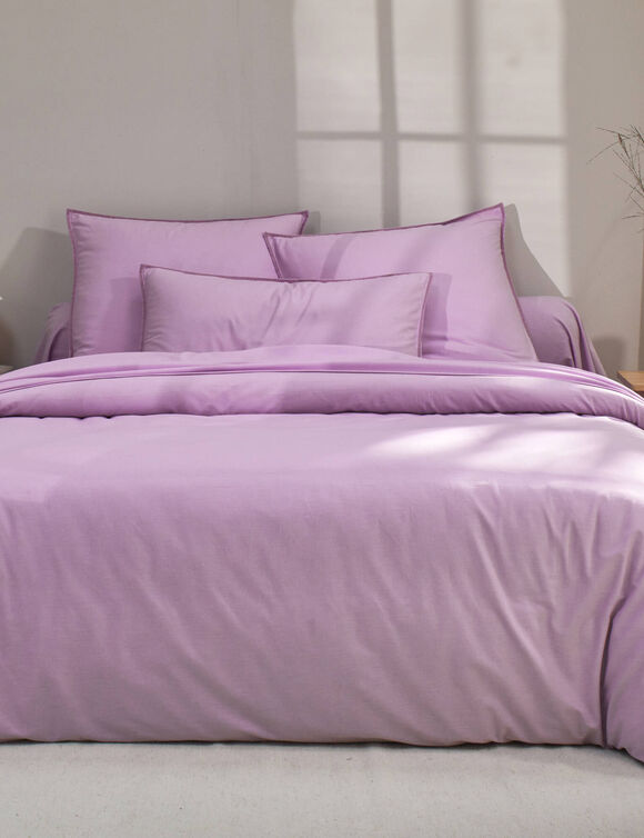 Linge de lit uni coton lavé (parme)