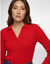 Pull col polo, maille c&ocirc;tel&eacute;e (rouge)