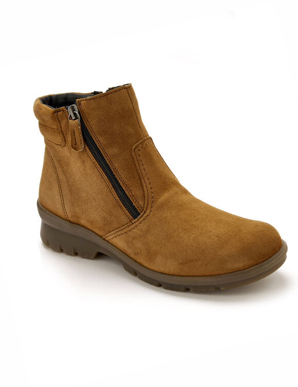 Boots zippées cuir extensible (marron)