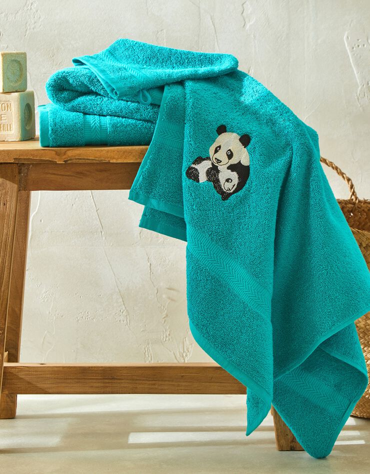Éponges brodées pandas Colombine® (émeraude)