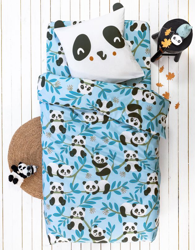 Linge de lit enfant Tao à motifs Panda en coton biologique (ciel)