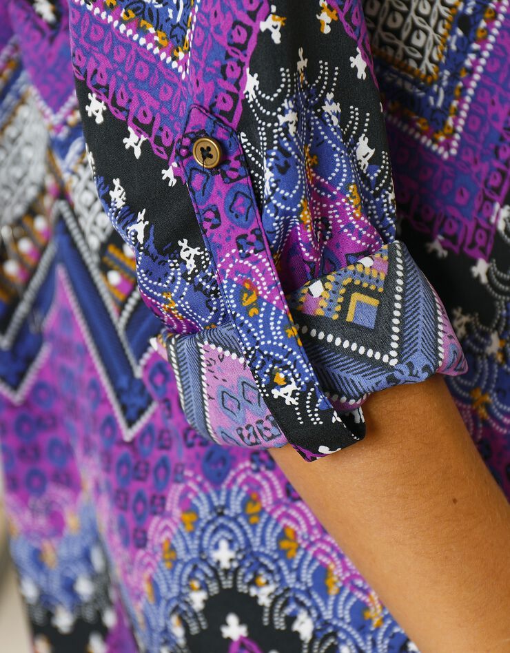 Robe-housse col zippé imprimé zigzag (marine / violet) Robe-housse col zippé imprimé zigzag (marine / violet)