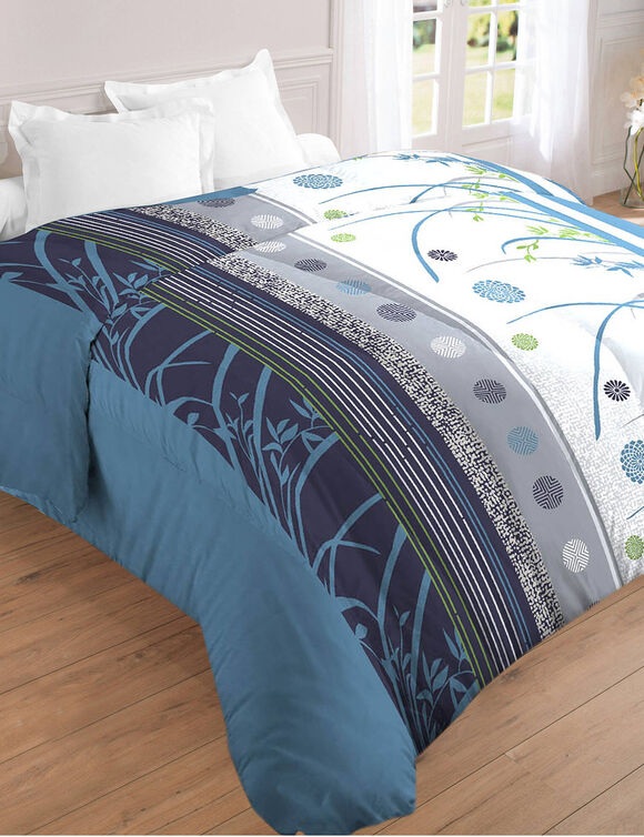 Couette microfibre imprim&eacute;e Floral 200 g/m&sup2; (bleu)