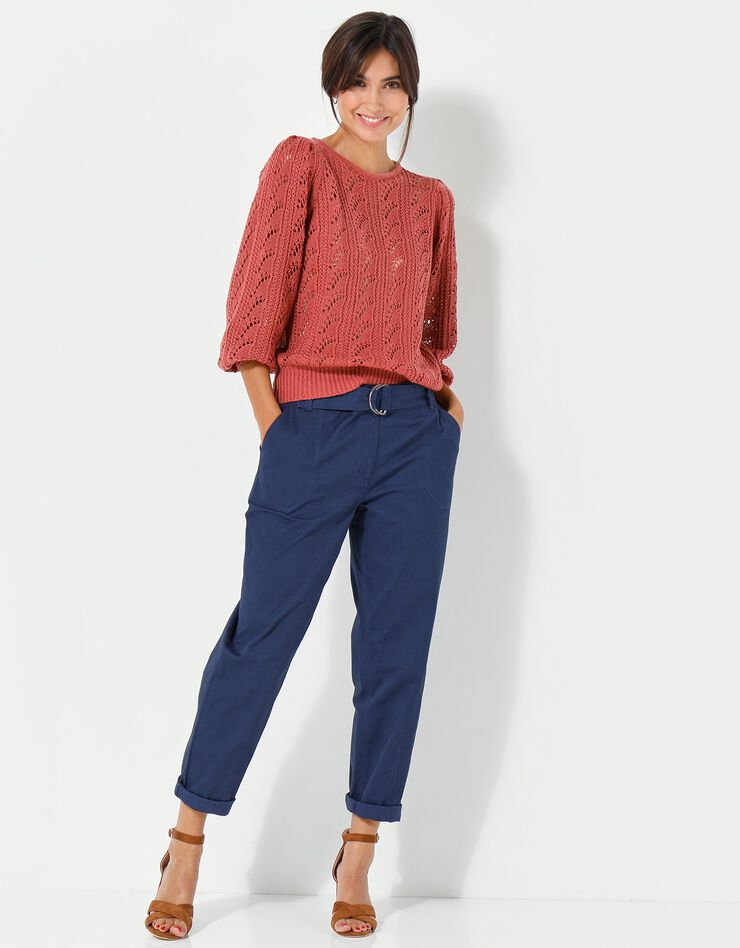 Pantalon droit ceinturé (marine) Pantalon droit ceinturé (marine)