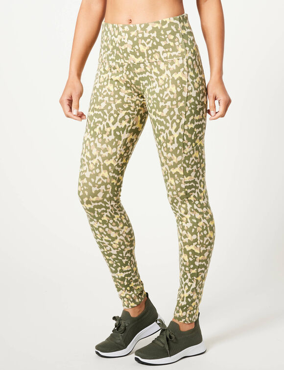 Legging à poche, imprimé, polyester recyclé(**) (kaki)