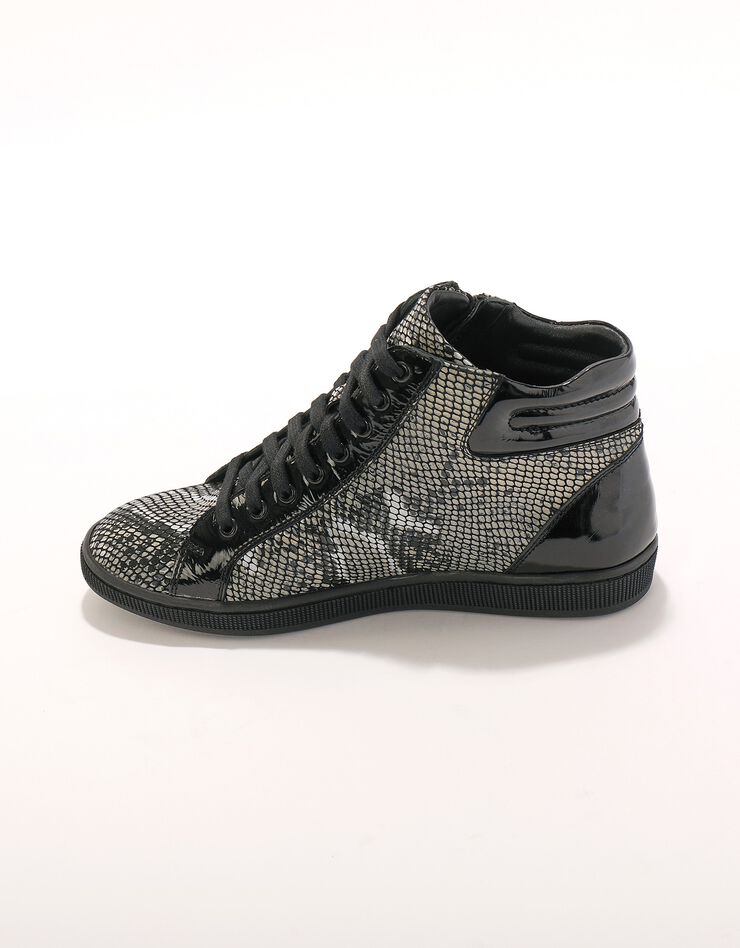 Basket montantes zippées - cuir souple (noir / gris) Basket montantes zippées - cuir souple (noir / gris)