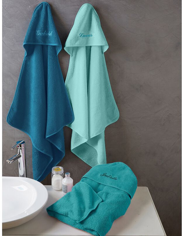 Cape de bain bébé personnalisable (émeraude)