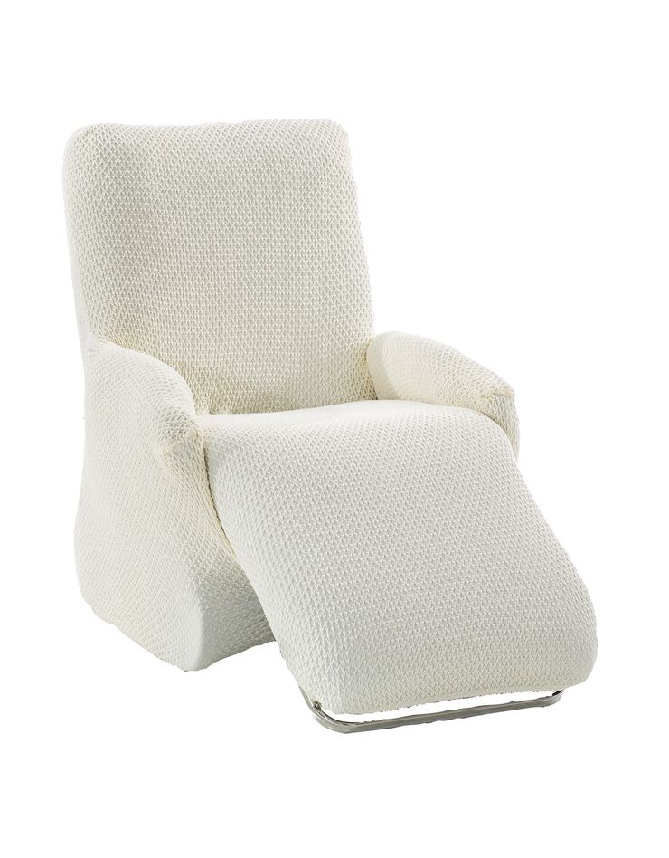 Housse texturée bi-extensible spéciale fauteuil relax (écru)
