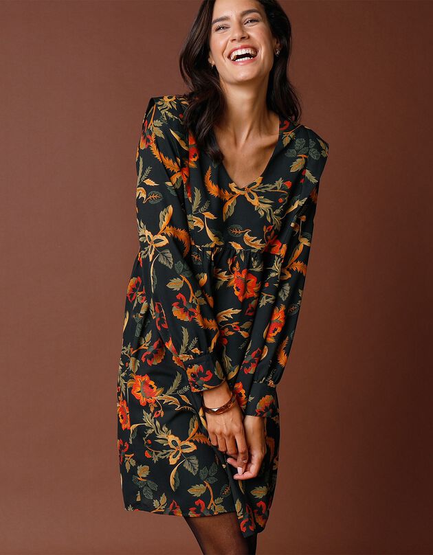 Robe ample imprimée (noir / bronze)