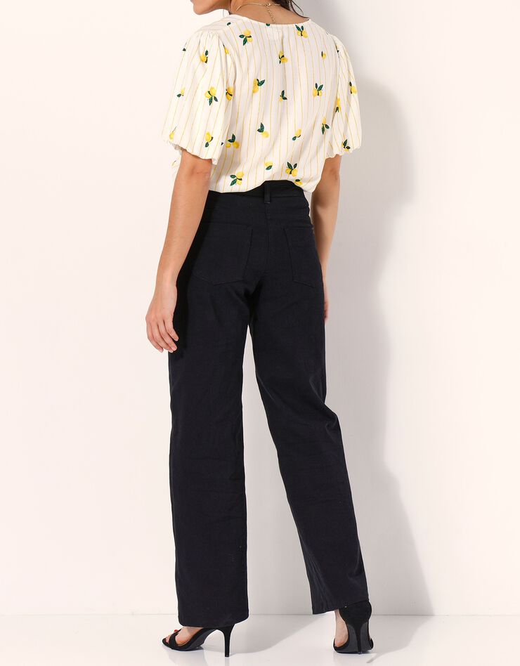 Pantalon couleur coupe large 5 poches (noir) Pantalon couleur coupe large 5 poches (noir)