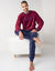 Pyjama "Relax" en maille polaire, toucher peluche (bordeaux / marine)