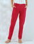 Pantalon coupe mom coton-lin uni (framboise)