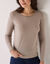 T-shirt chaleur manches longues en laine m&eacute;lang&eacute;e (taupe clair)