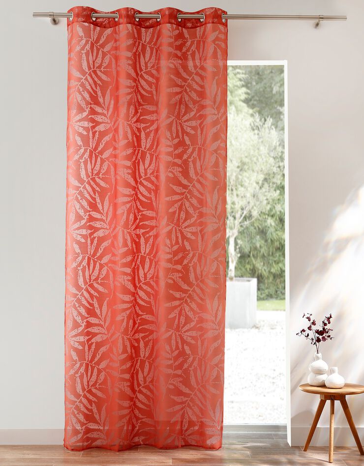 Panneau voile dévoré motif feuillage (terracotta)
