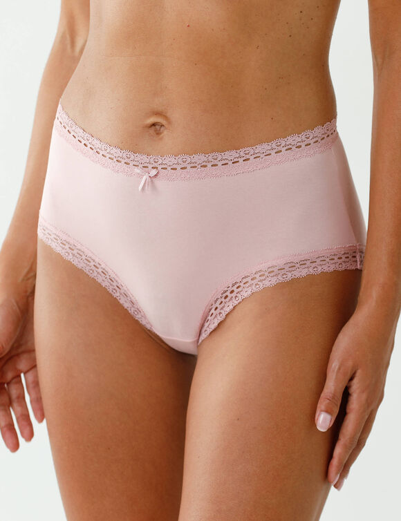 Culotte coton et dentelle forme maxi - lot de 3 (ivoire + beige + rose)