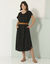 Robe longue boutonnée unie, fluide (noir)