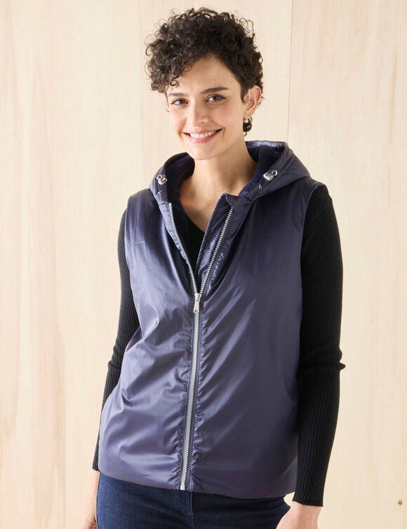 Parka imperméable fourrée, sans manches (marine)