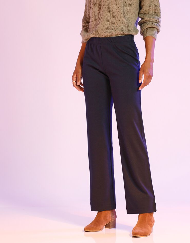 Pantalon maille fluide extensible (bleu marine)