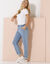 Pantalon jogpant maille effet jean, ceinture élastiquée (bleached)