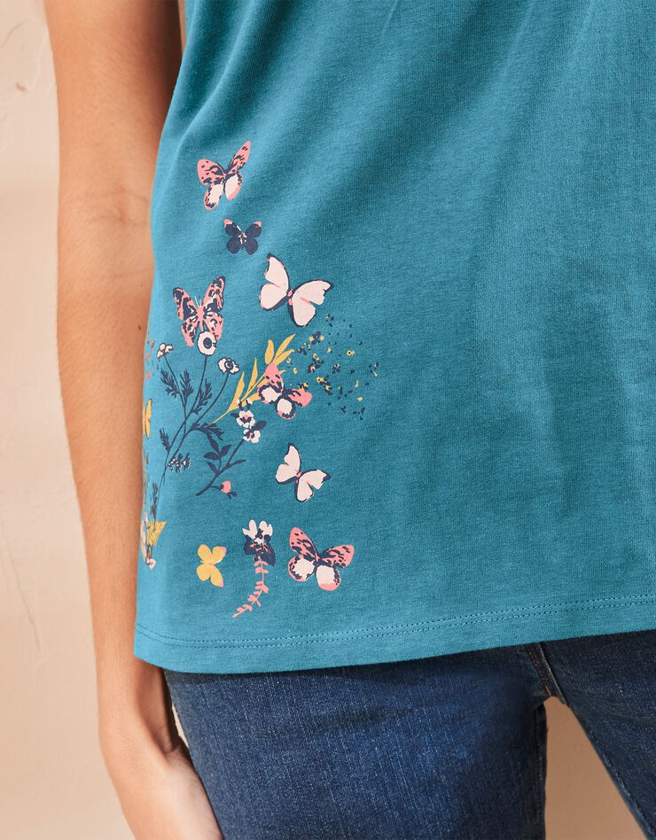 Tee-shirt manches courtes papillon (bleu grisé) Tee-shirt manches courtes papillon (bleu grisé)