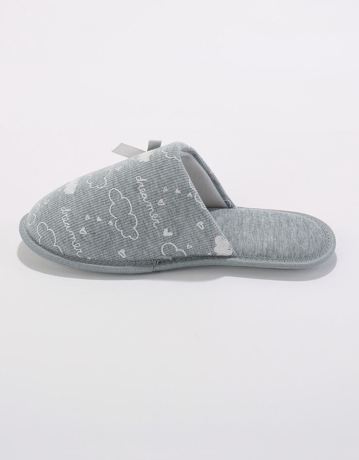 Mules plates imprimées "nuages" (gris) Mules plates imprimées "nuages" (gris)