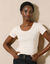T-shirt col rond uni manches courtes en coton biologique(**) (beige)