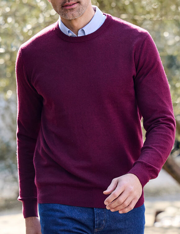 Pull uni col rond (bordeaux)
