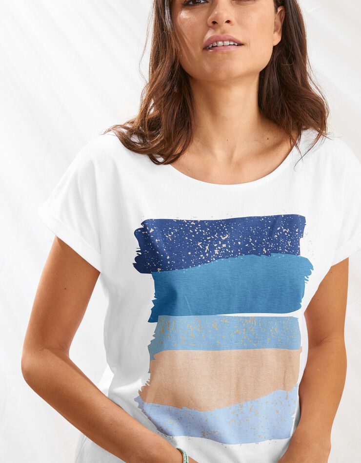 Tee-shirt boite imprimé "arty", maille jersey (bleu)
