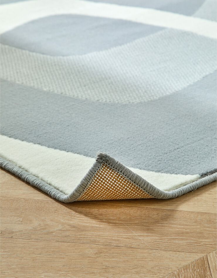 Tapis rectangulaire motif rétro (gris perle / curry)