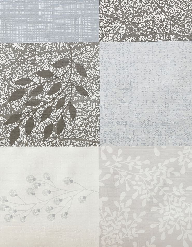 Nappe toile cirée imprimée patchwork  (gris / bleu)