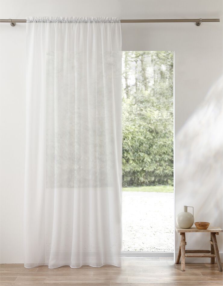 Panneau voile uni finition galon fronceur (blanc)